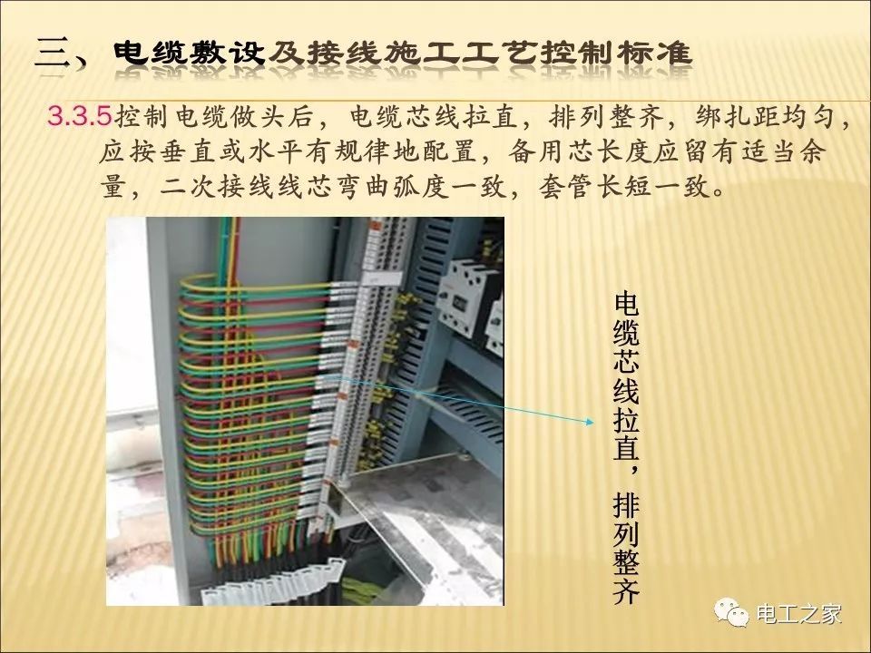 一條完成開關柜安裝，電纜橋架施工，電纜敷設及布線施工，照明配電箱施工